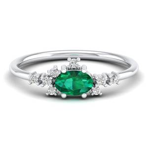 Anillos de Plata de Ley 925 con Corte Ovalado y Gema Esmeralda de 0.5 Ct, Precio de Fábrica REYES, Joyería de Moissanita con Certificado GRA para Ella - Product Image 1