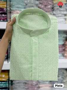 Vêtements ethniques attrayants Belle couleur haute sur demande Meilleur pyjama Kurta en rayonne lourde avec fabrication de Chikan en Inde - Product Image 3