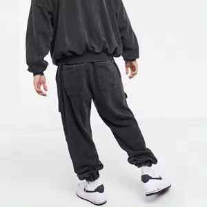 Hombres lavado ácido transpirable 100% algodón Jogger sudadera patrón sólido Hip Hop ropa de calle para la temporada de invierno estilos de moda - Product Image 4