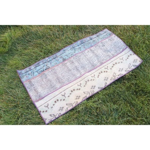 Alfombra de 1.6x3 pies, Alfombra Turca Vintage, Alfombra Azul de Lana del Suroeste - Product Image 3