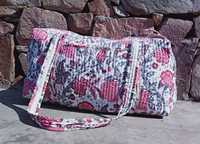 Sac fourre-tout matelassé en coton et nylon, à deux poignées, souple, motif géométrique floral, lavable, pour la nuit, écologique