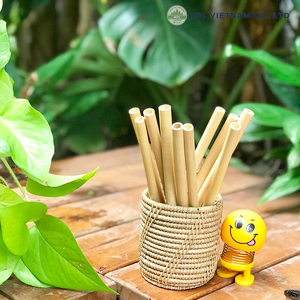 Bamboo Drinking <b>Straws</b> 200mm 8mm Inner Diameter <b>Disposable</b> Party Use Minimalist Style Natural Color Straight Shape - Product Image 4