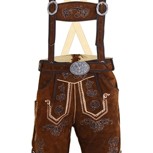 HERREN BAVARIAN BROWN OKTOBERFEST LEDERHOSEN Pantalones Trachten Pantalones Tela de cuero personalizada Cuero de vaca Gamuza 2025 - Product Image 1