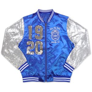 ZPB <b>Sequin</b> <b>Jacket</b> - Royal Blue | 100% Polyester Zeta Phi Beta <b>Jacket</b> with Embroidered Team Logo on Front | Stylish Greek Apparel - Product Image 5
