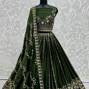 Designer Lehenga Choli With Flower Pattern And <b>Sequins</b> - Product Image 1