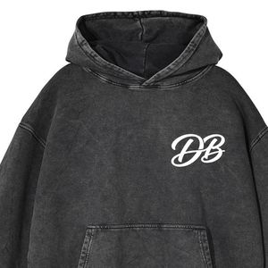 Sudadera con Capucha Oversize de Algodón Grueso con Lavado Ácido Estilo Vintage Color Carbón, Estampado Personalizado, Streetwear Unisex - Product Image 3