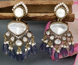 Fashionabl's Trending Moissanite Kundan Boucles d'oreilles pendantes SKU AE 178 DI/C1 - Product Image 3