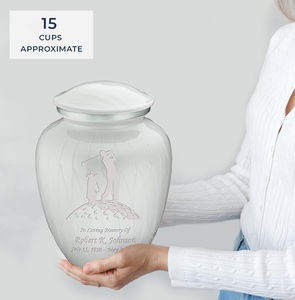Pearl White Embrace Urnes funéraires de golf personnalisées pour adultes pour cendres humaines Grande urne funéraire pour hommes et femmes Urnes de taille personnalisée - Product Image 2