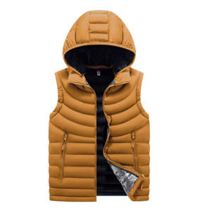 2023 hommes respirant en cuir tissu sans manches Gilet hiver sport veste bouton extérieur bulle bouffant gilet corps plus chaud - Product Image 1