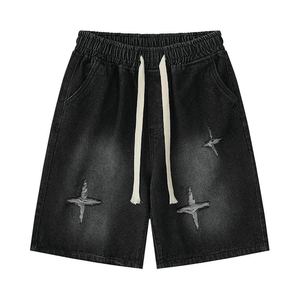 Short vintage personnalisé vieilli étoile délavée à l'acide pour hommes femmes décontracté 100% short en molleton de coton à taille élastique avec cordon de serrage - Product Image 5