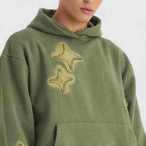 2026 Front And Back Embroidery Sleeve Printed Distressed Tracksuit Fleece Inner Lining Hood Attachable <b>Men</b> <b>Sweat</b> <b>Suit</b> - Product Image 6