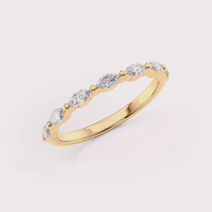 Anillo de banda de oro amarillo/blanco y oro rosa de 14 quilates con diamante de corte marquesa cultivado en laboratorio - Product Image 1