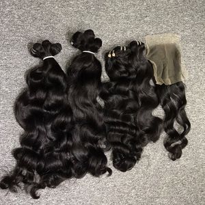 Venta al por mayor Cierre de encaje, Pelucas de encaje de onda natural ondulado frontal Full HD Encaje Virgen Raw Vietnamita Cabello humano Doble dibujado - Product Image 1