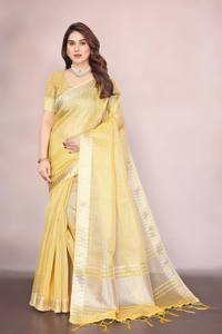 Collection de saris traditionnels très demandée avec broderie et bordure jacquard tissée pour femmes indiennes, idéale pour les fêtes et toutes les saisons - Product Image 2