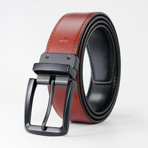Ceinture à boucle ardillon OEM ODM avec logo personnalisé Ceintures en cuir de vachette véritable pour hommes Ceinture de tenue d'affaires réversible double face rotative - Product Image 5