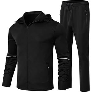 ชุดวอร์มฤดูหนาวของผู้จัดจำหน่ายที่ดีที่สุด ชุดวอร์มสีดำมีฮู้ดพร้อมแถบสะท้อนแสง ดีไซน์ใช้งานได้จริงพร้อมกระเป๋าซิป - Product Image 1