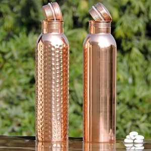 Handcrafted Floral Print Pure Copper <b>Water</b> <b>Bottle</b> Lacquer Coated Ayurvedic Copper Drinkware Vessel - Product Image 3