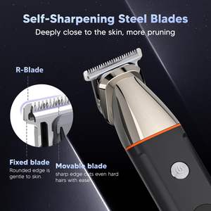 Tondeuse corporelle professionnelle pour homme, sûre, 5-en-1, étanche IPX7, rasoir électrique humide/sec, kit de coupe pour barbe et nez, avec têtes interchangeables - Product Image 4