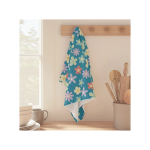 Indigo Dawn Floral Printemps Imprimé Coton Biologique GOTS Certifié Golf Stripe Séchage Rapide Doux Absorbant Anti Rétrécissement Serviettes De Cuisine - Product Image 2