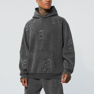 Sudadera de Hombre, Estilo Vintage, Holgada, Lavada al Ácido, Bordada, Transpirable, 100% Algodón, Hombros Caídos, para Otoño - Product Image 4
