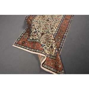 Turkish Vintage Rug, 4.4x7.1 ft Rug, <b>Brown</b> Polka dot <b>Wool</b> Rug - Product Image 4