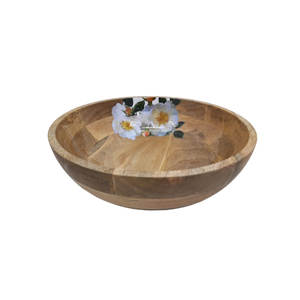Cuenco para servir comida de forma redonda de madera Natural acabado Natural para el hogar y los hoteles cuencos para servir comida de mesa hechos a mano - Product Image 3