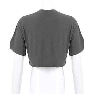 Camisetas de gran tamaño recortadas de algodón personalizadas para mujer, ropa de calle de alta calidad deportiva para gimnasio, camisetas cortas grises con serigrafía informal - Product Image 4