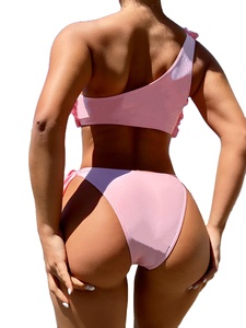 Traje de Baño de Una Pieza con Volantes TW para Mujer, Sexy, de Un Hombro, Corte Alto, Estampado Animal, Conjunto de Dos Piezas - Product Image 3