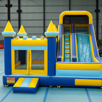 Château gonflable Outfunny pour enfants, château gonflable pour filles de 3 à 12 ans, avec toboggan, usage commercial, matériau PVC, souffleur 450W