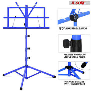 5 Core Music <b>Stand</b> Adjustable <b>Desktop</b> Book <b>Stands</b> Portable Sheet Holder All Metal Foldable Bookstand - Product Image 3