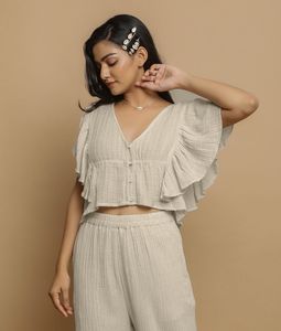 Palazzos เสื้อโค้ทออร์ดสำหรับผู้หญิงชุดผ้าซาตินแบบลำลองคอวีลึกกางเกงครอปยาวถึงข้อเท้าพร้อมเชือกผ่าข้าง - Product Image 3