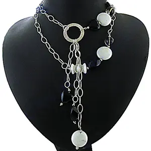 Collier tendance en plaqué or pour femmes, pierre de perle noire et blanche, style vintage religieux pour les fêtes, les anniversaires, les cadeaux - Product Image 2