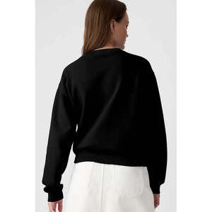 Felpa da Donna con Ricamo Grafico, Maniche Lunghe, Collo in Seta Lavorata a Maglia, Logo Stampato in Rilievo, Streetwear con Lettere 3D per l'Inverno - Product Image 2