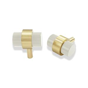 Bouton blanc et or de style antique pour armoires, tiroirs et armoires, parfait pour la décoration intérieure vintage et les meubles élégants - Product Image 1