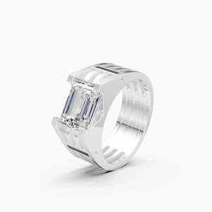 Anillo Moderno de Dos Tonos con Diamante Cultivado Ético y Centro de Corte Esmeralda |   3.02 Ct en oro amarillo, blanco y rosa de 9 quilates - Product Image 3