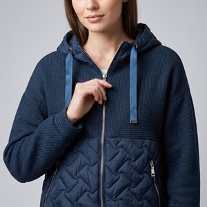 Oversized Zip-Up Quilted Hooded <b>Jacket</b> in Two Materials, Sizes <b>S</b>-<b>M</b>-L, Fits Sizes 36-46 - Product Image 3