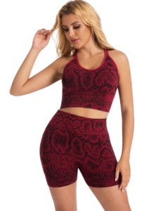 Women <b>Yoga</b> Workout <b>Set</b> Sports Bra and High Waist Shorts Seamless Gym Fitness Outfit Breathable Stretch Running Activewear - Product Image 4