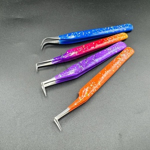 Pinzas para pestañas personalizadas de acero sostenible para botas delgadas de 45 y 90 grados con curva brillante probadas a mano, pinzas para pestañas con punta sin fibra - Product Image 4