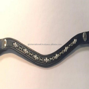 Banda de cuero de alta calidad para cejas de caballo, con perlas alternantes, cristal ostentoso decorativo, banda de cuero para cejas de caballo en todos los tamaños personalizados - Product Image 4