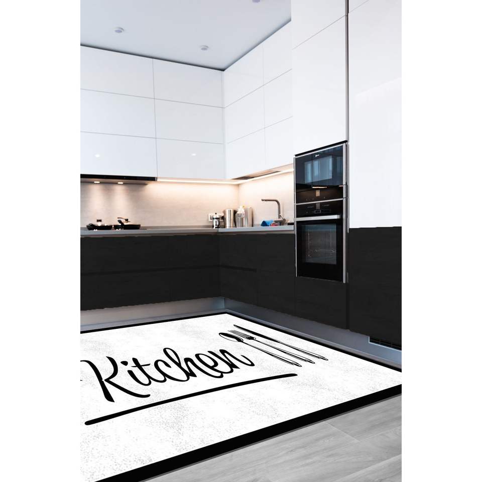 Digital Printed Non-Slip Leather Base Antibacterial Kitchen Rug