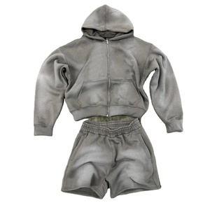 Nouveauté : Ensembles de shorts et sweats à capuche pour hommes, taille personnalisée, fabriqués au Pakistan, ensembles de shorts et sweats à capuche délavés à l'acide pour hommes, service OEM - Product Image 1