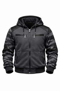 Blouson de moto en Kevlar pour homme 2026, gris et noir, camouflage, doublure polaire, veste de protection pour la conduite, vente en gros OEM - Product Image 3