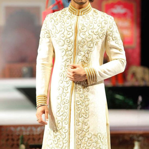 --- NEW---STYLISH---INDO-WESTERN--SHERWANI avec Pantalon AVEC BELLE Broderie ZARDOZI pour la Partie et DE MARIAGE Robe @ 2022 - Product Image 6