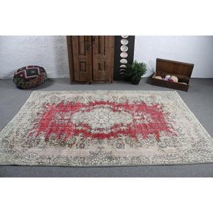 Grand tapis vintage 5,9x8,8 pi (179x267 cm), tapis turc en laine rouge à motifs floraux - Product Image 3