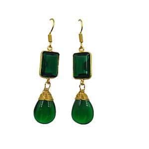 Pendientes de Araña Clásicos con Turquesa de Aspecto Elegante, Bañados en Oro, con Engaste de Latón, Joyería para Regalo de Boda, Fiesta o Aniversario - Product Image 1