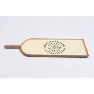 Plateau ovale en bois artisanal, écologique et durable, motif imprimé en émail, poignées latérales, plateau de service décoratif, mariage, Diwali - Product Image 6