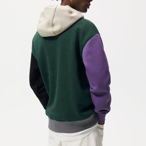 Sweat-shirt à capuche pour homme, color-block, manches raglan, coupe oversize, en polaire, décontracté, pull d'automne, design patchwork - Product Image 2