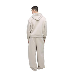 330GSM Oversized Boxy Zip Through Hoodie en couleur de pierre pour les hommes au prix de gros avec logo personnalisé par Marfa International - Product Image 2