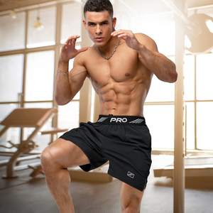 Pantalones de chándal de compresión de nailon y poliéster XS personalizados para hombre, pantalones cortos deportivos informales de malla antiarrugas para gimnasio, pantalones cortos para correr con logotipo - Product Image 1