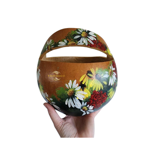 Panier en gourde séchée durable, fait main par des artisans, pour la décoration et le rangement de la maison dans un style bohème - Product Image 2